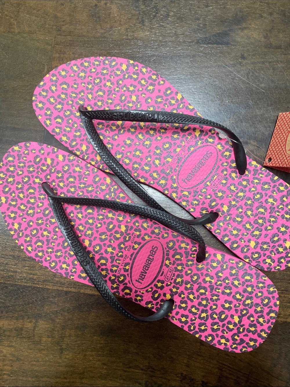Havaianas Pink Leopard Print Flip Flops